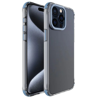 For iPhone 15 Pro Max Cell Phone Case TPU+PC Cover with Metal Lens Frame