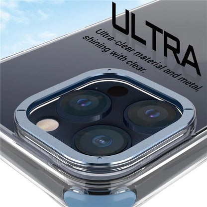 For iPhone 15 Pro Max Cell Phone Case TPU+PC Cover with Metal Lens Frame