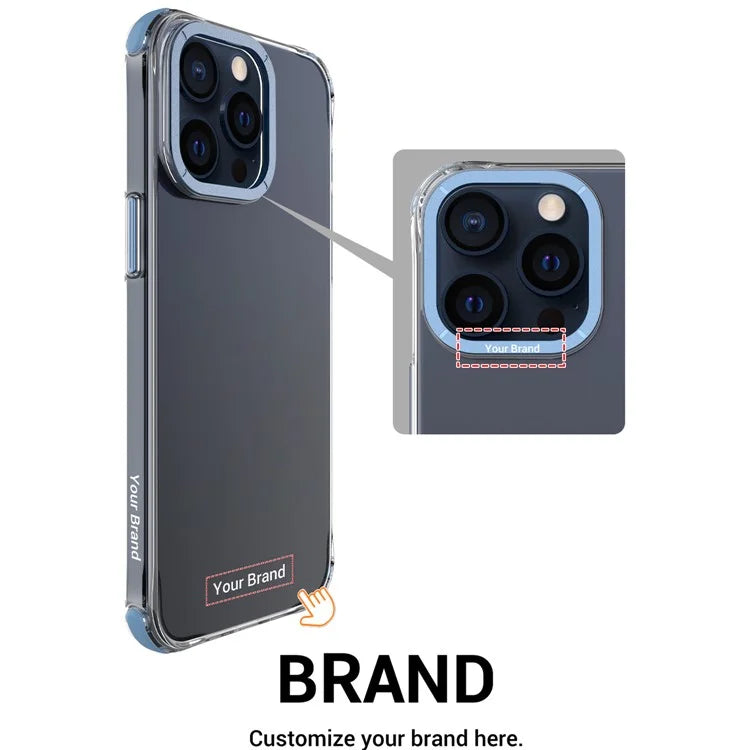 For iPhone 15 Pro Max Cell Phone Case TPU+PC Cover with Metal Lens Frame