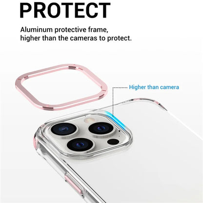 For iPhone 15 Pro Max Cell Phone Case TPU+PC Cover with Metal Lens Frame