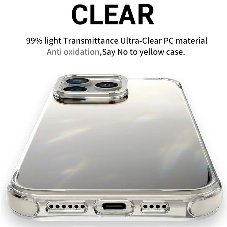 For iPhone 15 Pro Max Cell Phone Case TPU+PC Cover with Metal Lens Frame