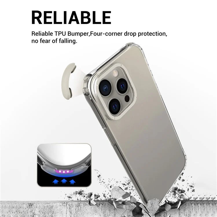 For iPhone 15 Pro Max Cell Phone Case TPU+PC Cover with Metal Lens Frame