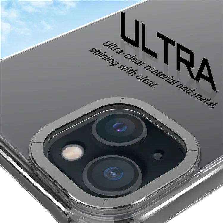 For iPhone 14 Plus Shockproof Cases Metal Lens Frame TPU+PC Phone Cover