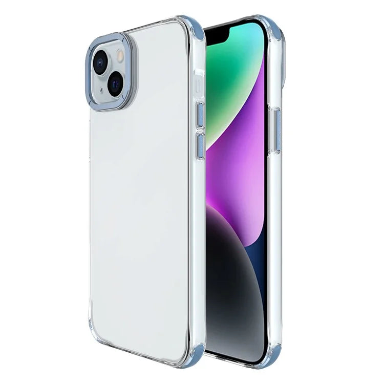 For iPhone 14 Plus Shockproof Cases Metal Lens Frame TPU+PC Phone Cover