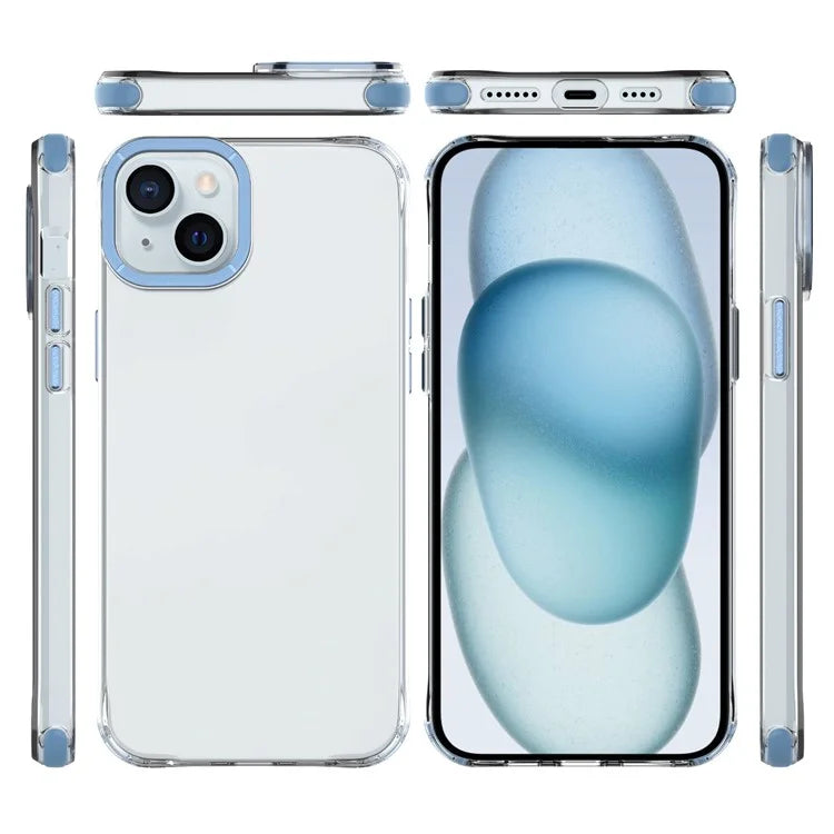 For iPhone 14 Plus Shockproof Cases Metal Lens Frame TPU+PC Phone Cover