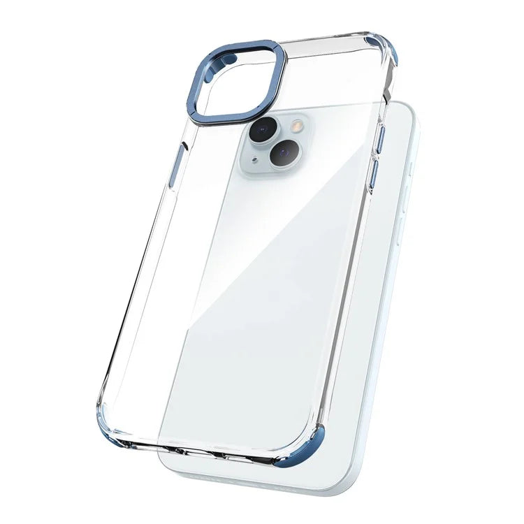 For iPhone 14 Plus Shockproof Cases Metal Lens Frame TPU+PC Phone Cover