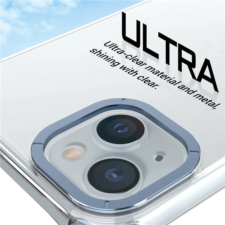 For iPhone 14 Plus Shockproof Cases Metal Lens Frame TPU+PC Phone Cover