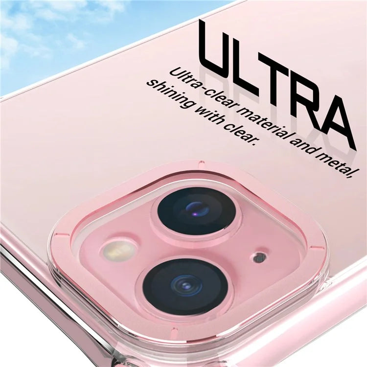 For iPhone 14 Plus Shockproof Cases Metal Lens Frame TPU+PC Phone Cover