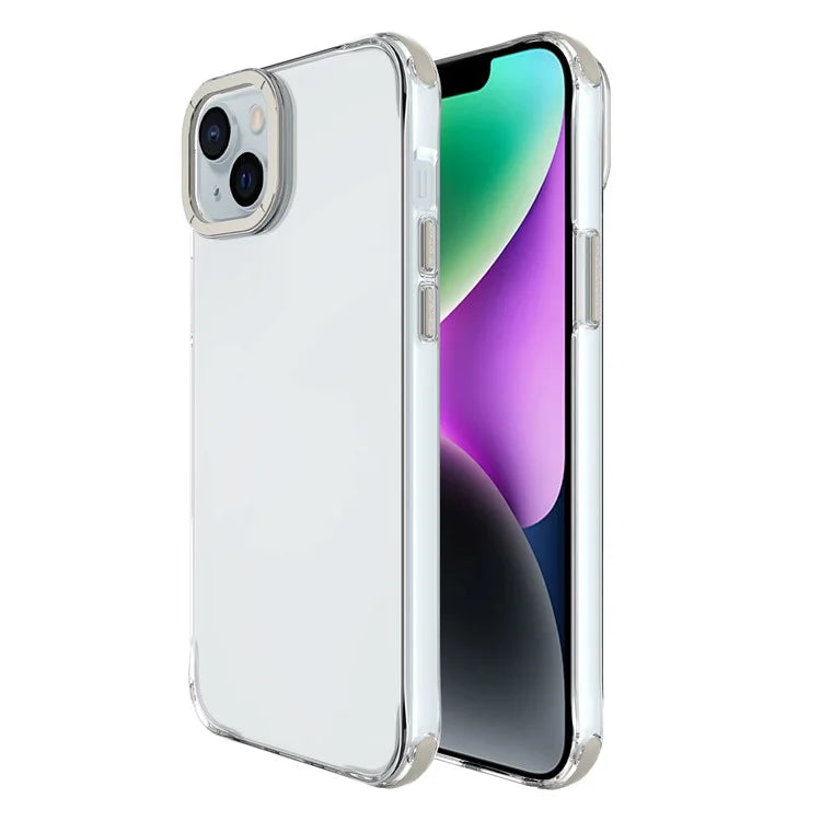 For iPhone 14 Plus Shockproof Cases Metal Lens Frame TPU+PC Phone Cover