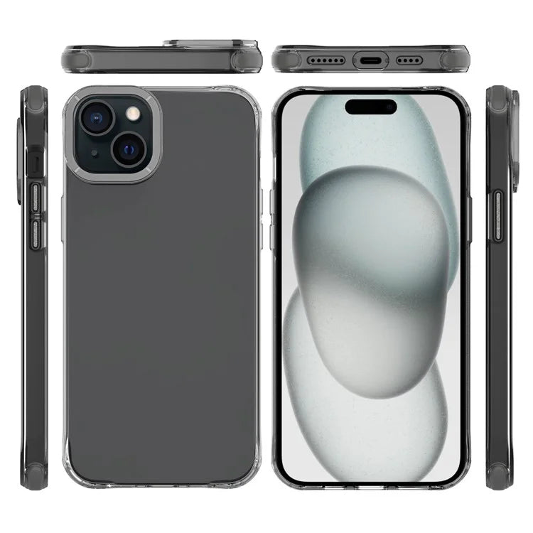 For iPhone 15 Plus TPU+PC Cases Anti-Scratch Phone Cover with Metal Lens Frame