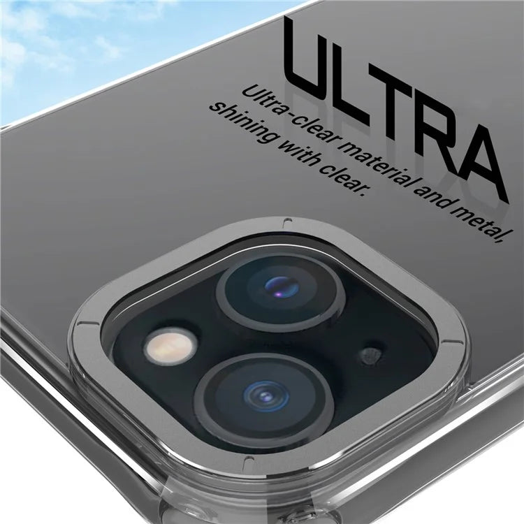 For iPhone 15 Plus TPU+PC Cases Anti-Scratch Phone Cover with Metal Lens Frame