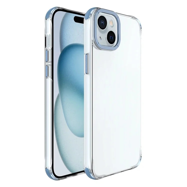 For iPhone 15 Plus TPU+PC Cases Anti-Scratch Phone Cover with Metal Lens Frame