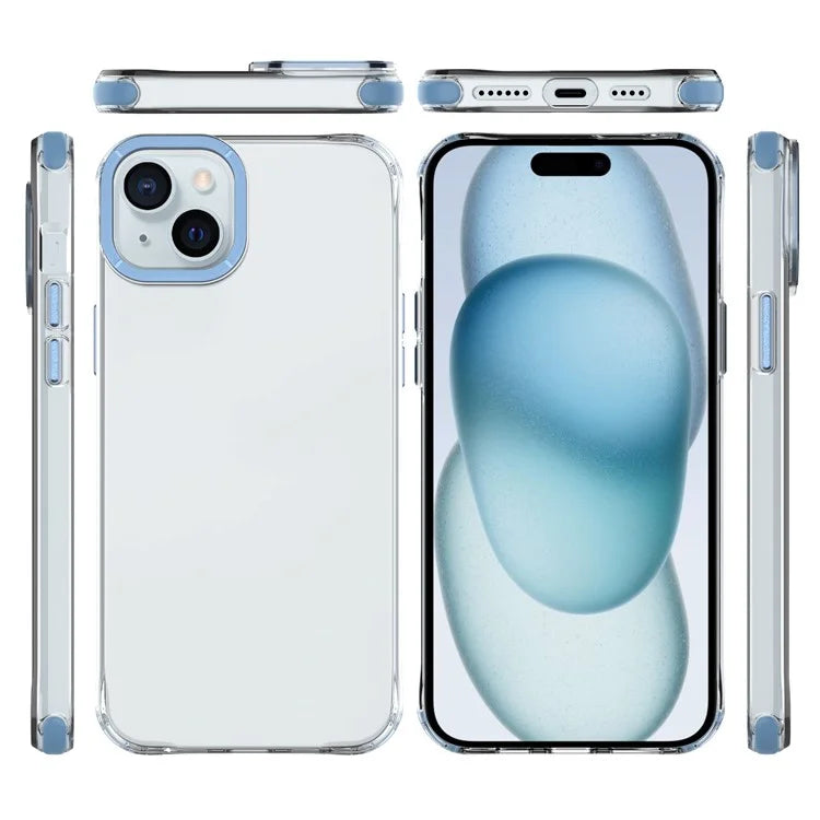 For iPhone 15 Plus TPU+PC Cases Anti-Scratch Phone Cover with Metal Lens Frame