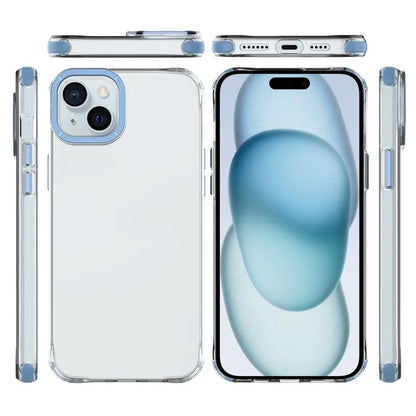 For iPhone 15 Plus TPU+PC Cases Anti-Scratch Phone Cover with Metal Lens Frame