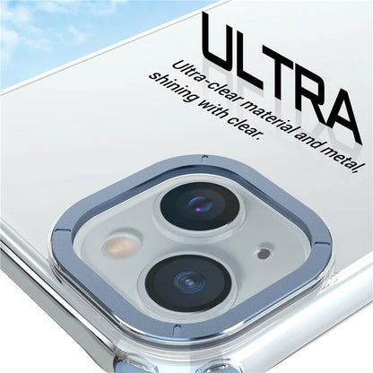 For iPhone 15 Plus TPU+PC Cases Anti-Scratch Phone Cover with Metal Lens Frame