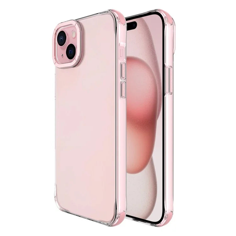 For iPhone 15 Plus TPU+PC Cases Anti-Scratch Phone Cover with Metal Lens Frame