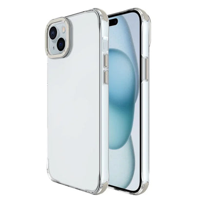 For iPhone 15 Plus TPU+PC Cases Anti-Scratch Phone Cover with Metal Lens Frame