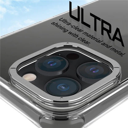 For iPhone 15 Pro TPU+PC Case Metal Lens Frame Shockproof Phone Cover