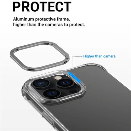For iPhone 15 Pro TPU+PC Case Metal Lens Frame Shockproof Phone Cover