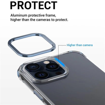 For iPhone 15 Pro TPU+PC Case Metal Lens Frame Shockproof Phone Cover
