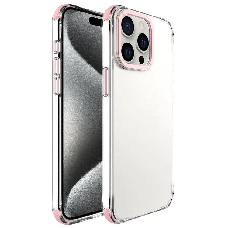 For iPhone 15 Pro TPU+PC Case Metal Lens Frame Shockproof Phone Cover