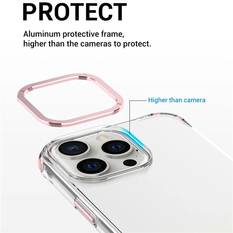 For iPhone 15 Pro TPU+PC Case Metal Lens Frame Shockproof Phone Cover
