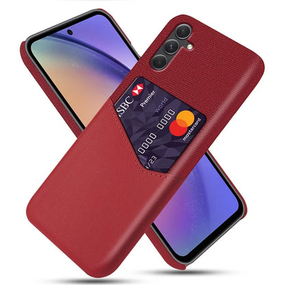 For Samsung Galaxy A55 5G Case Anti-Collision Card Slot PU Leather+PC Cell Phone Cover