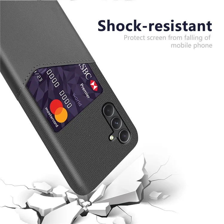 For Samsung Galaxy A55 5G Case Anti-Collision Card Slot PU Leather+PC Cell Phone Cover