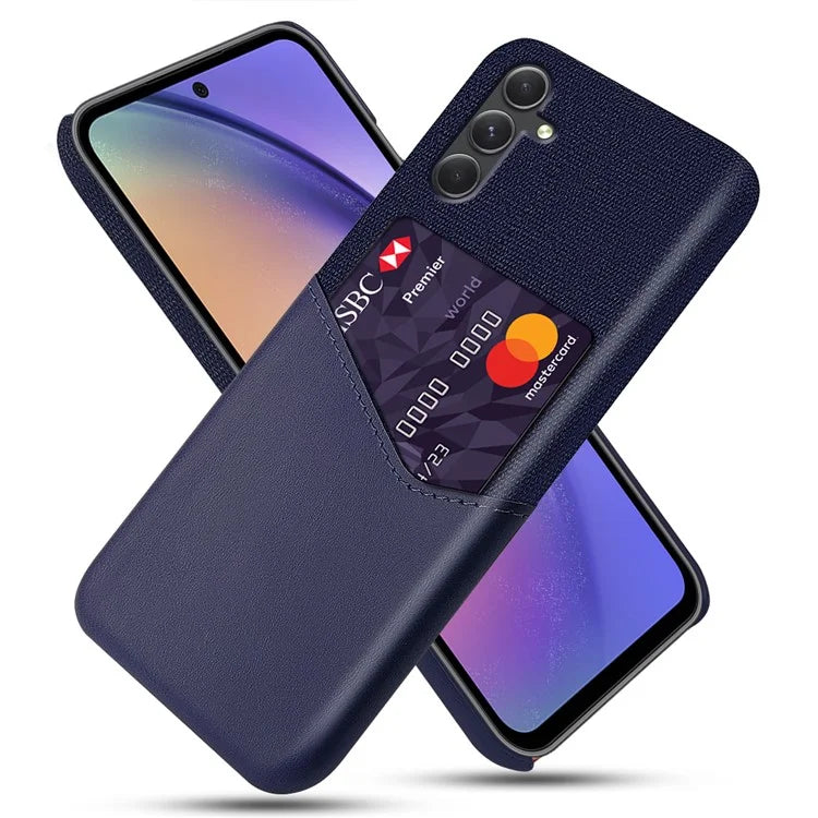 For Samsung Galaxy A55 5G Case Anti-Collision Card Slot PU Leather+PC Cell Phone Cover