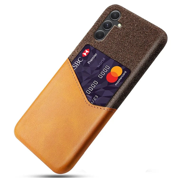 For Samsung Galaxy A35 5G Slim-Fit Case Cloth+PU Leather+PC Card Holder Phone Cover