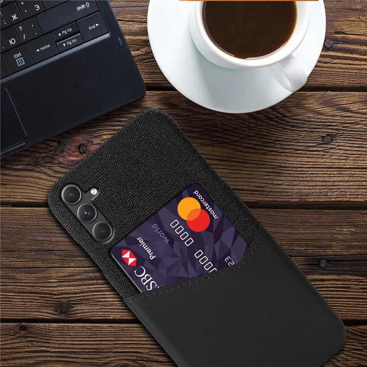 For Samsung Galaxy A35 5G Slim-Fit Case Cloth+PU Leather+PC Card Holder Phone Cover
