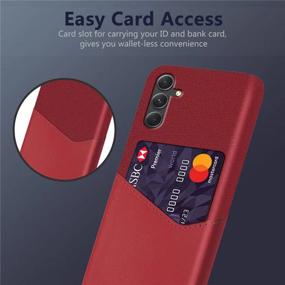 For Samsung Galaxy A35 5G Slim-Fit Case Cloth+PU Leather+PC Card Holder Phone Cover