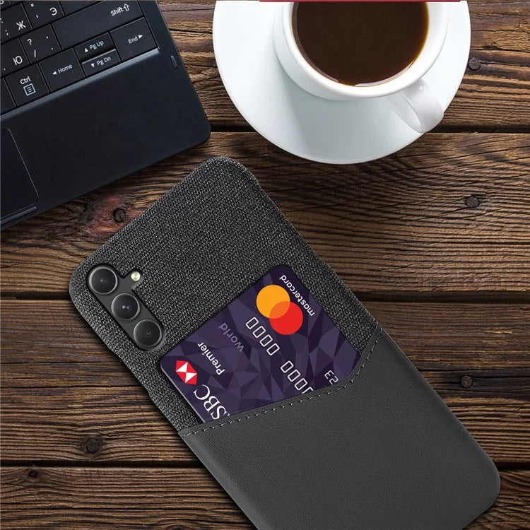 For Samsung Galaxy A35 5G Slim-Fit Case Cloth+PU Leather+PC Card Holder Phone Cover
