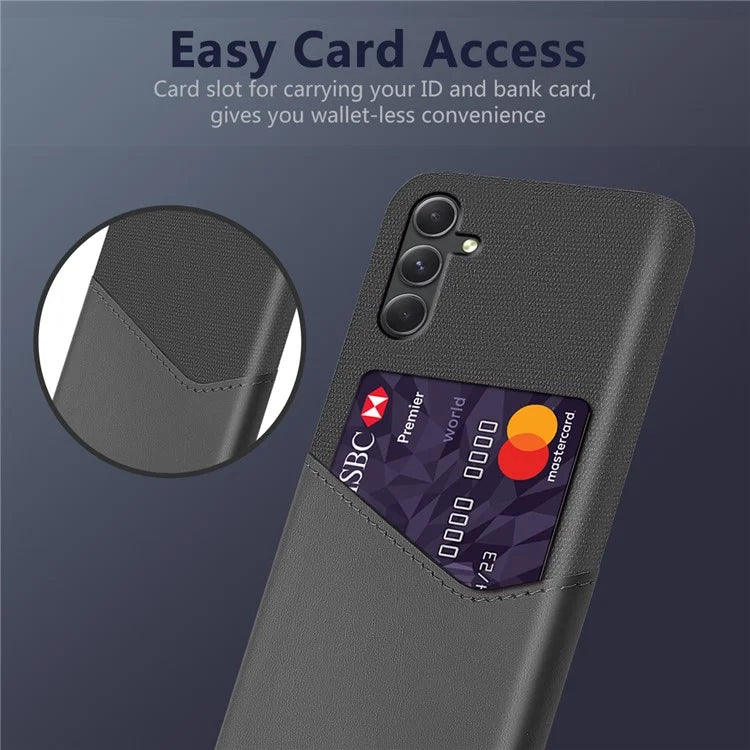 For Samsung Galaxy A35 5G Slim-Fit Case Cloth+PU Leather+PC Card Holder Phone Cover