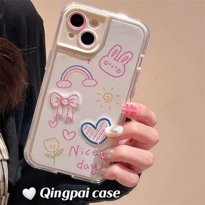 Embroidery Design Phone Case for iPhone 13 TPU Phone Shell Anti-Scratch Cover