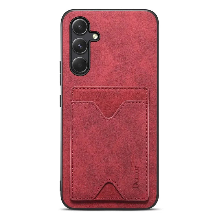 DENIOR For Samsung Galaxy A55 5G Case Card Slot Leather Coated TPU Phone Cover