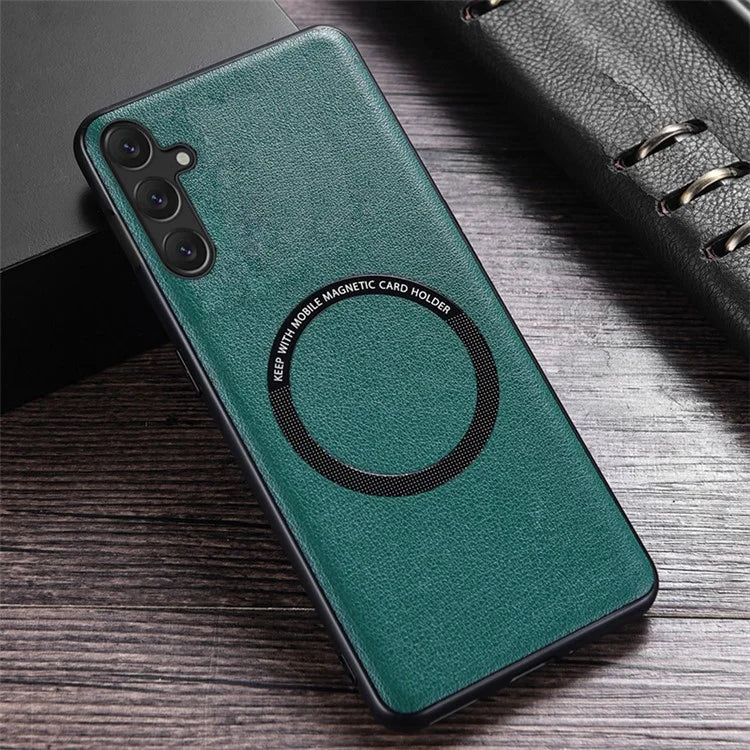 For Samsung Galaxy A25 5G (Global) (161.0 x 76.5 x 8.3mm) Back Case Magnetic Leather+TPU Phone Cover