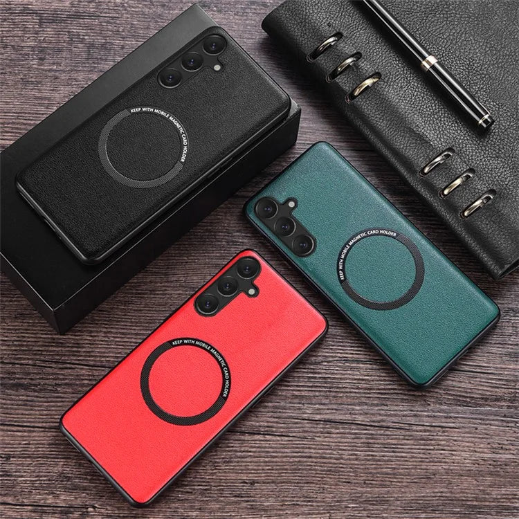 For Samsung Galaxy A25 5G (Global) (161.0 x 76.5 x 8.3mm) Back Case Magnetic Leather+TPU Phone Cover