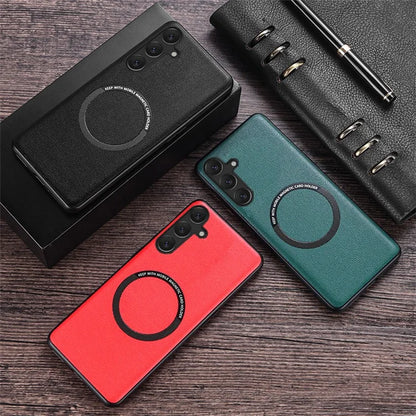 For Samsung Galaxy A25 5G (Global) (161.0 x 76.5 x 8.3mm) Back Case Magnetic Leather+TPU Phone Cover