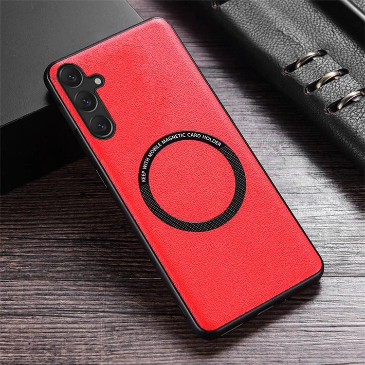 For Samsung Galaxy A25 5G (Global) (161.0 x 76.5 x 8.3mm) Back Case Magnetic Leather+TPU Phone Cover