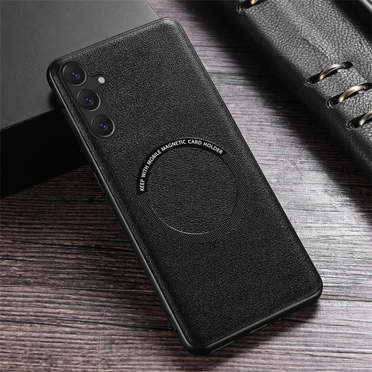 For Samsung Galaxy A25 5G (Global) (161.0 x 76.5 x 8.3mm) Back Case Magnetic Leather+TPU Phone Cover