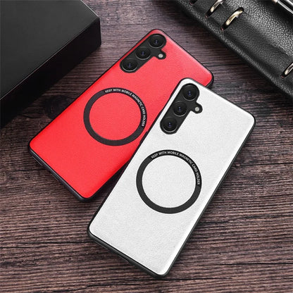 For Samsung Galaxy A25 5G (Global) (161.0 x 76.5 x 8.3mm) Back Case Magnetic Leather+TPU Phone Cover