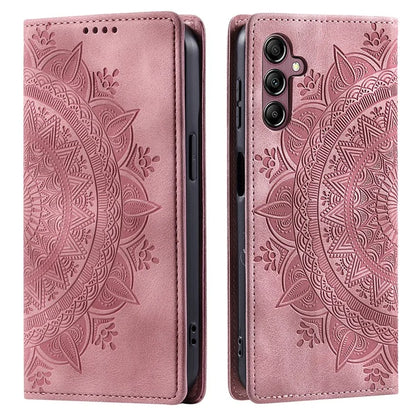For Samsung Galaxy A55 5G Leather Case Mandala Flower Wallet Phone Cover Gold