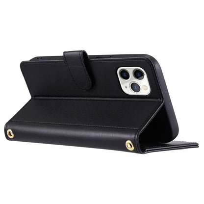 For iPhone 11 Pro Max Leather Case Stitching Rhombus Grid Crossbody Phone Cover