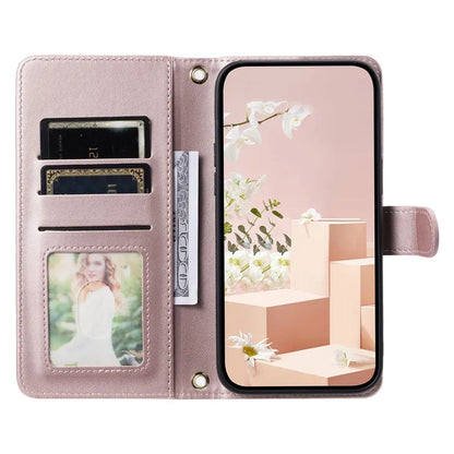 For iPhone 12 / 12 Pro Leather Case Wallet Stand Flip Phone Cover with 2 Straps