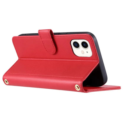 For iPhone 12 mini Leather Case Crossbody Phone Cover with 2 Straps