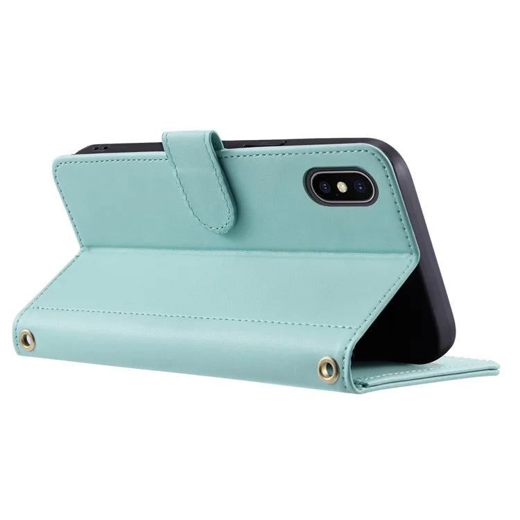 For iPhone X / XS Case Rhombus Grid Leather Phone Cover with Wallet Stand