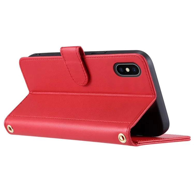 For iPhone X / XS Case Rhombus Grid Leather Phone Cover with Wallet Stand