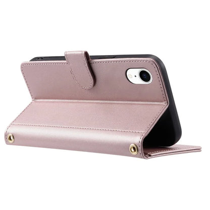 For iPhone XR Leather Case Rhombus Grid Flip Wallet Phone Cover with Straps