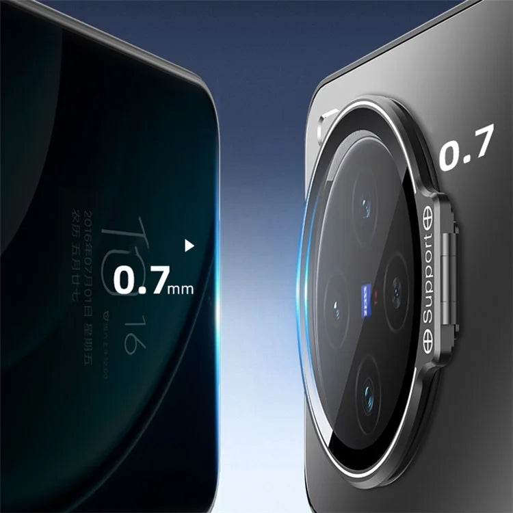 For vivo X100 5G Slim-Fit Case TPU+PC Phone Cover Zinc Alloy Kickstand Phone Shell